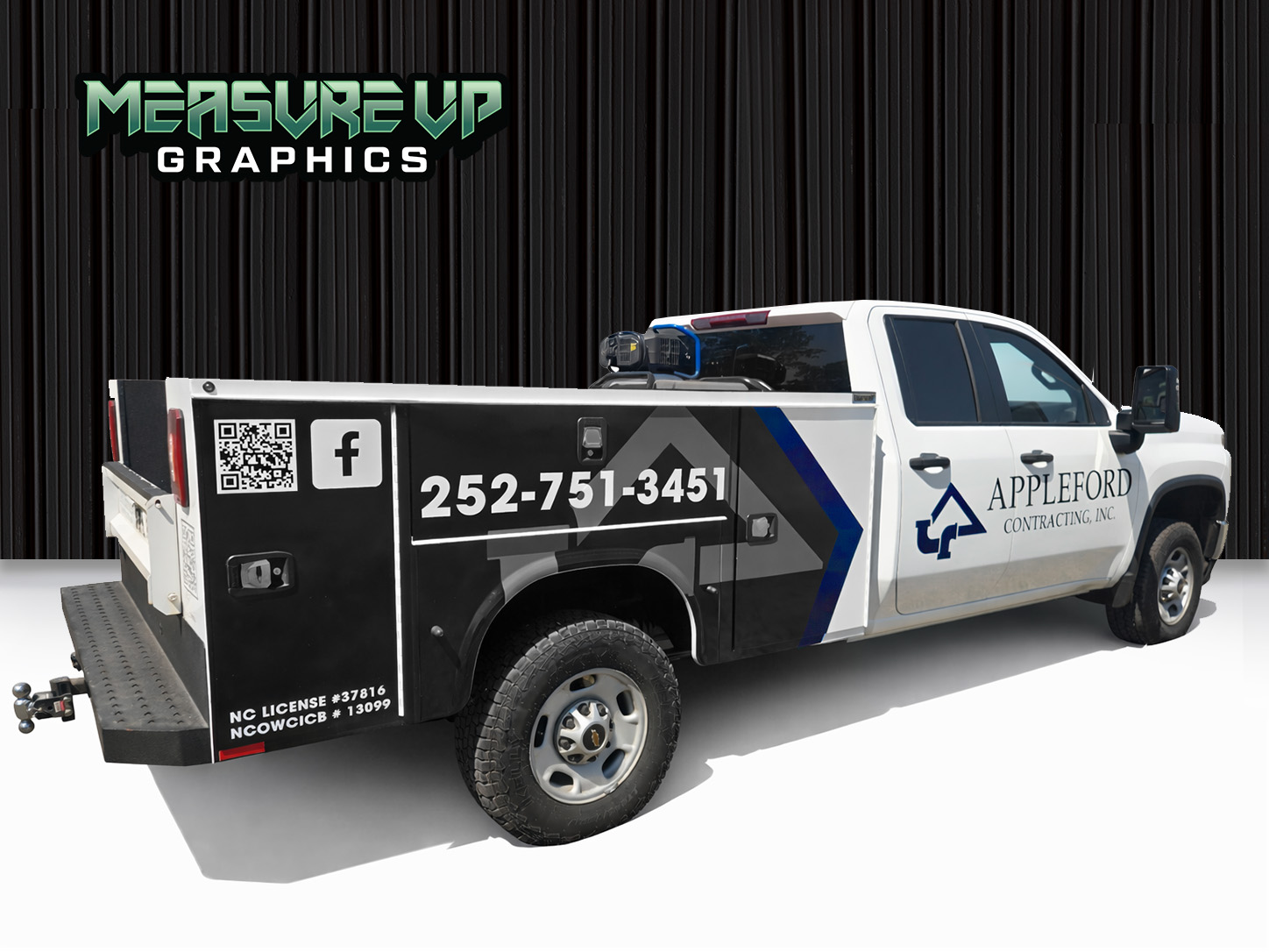 Appleford Contracting truck wrap by Measure Up Graphics