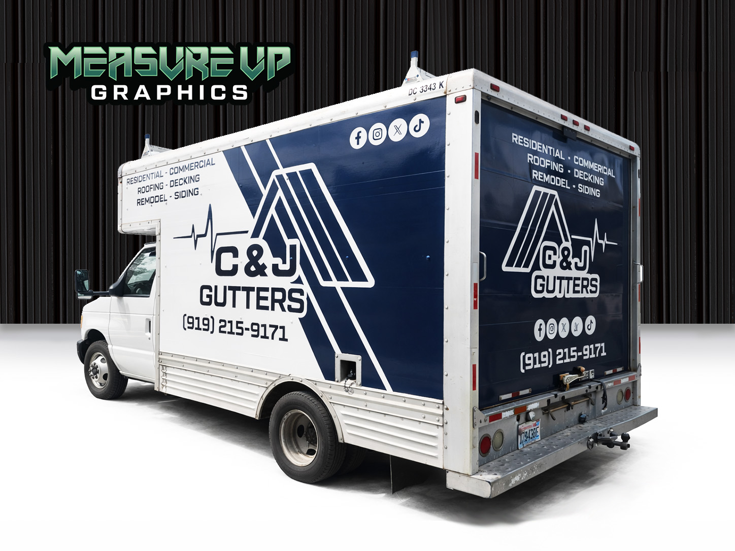C&J Gutters fleet box truck wrap by Measure Up Graphics