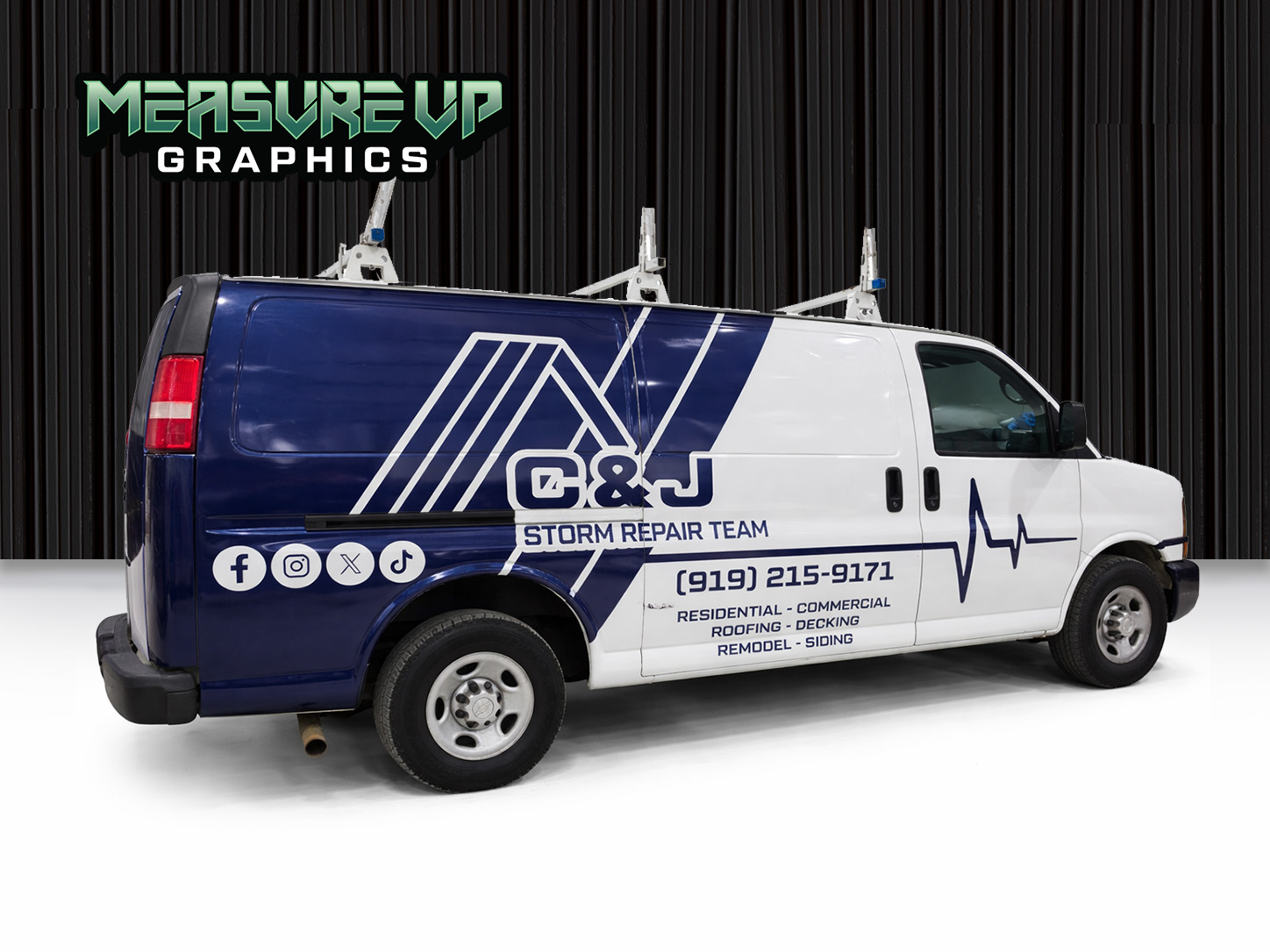 C&J Storm Repair small van wrap by Measure Up Graphics