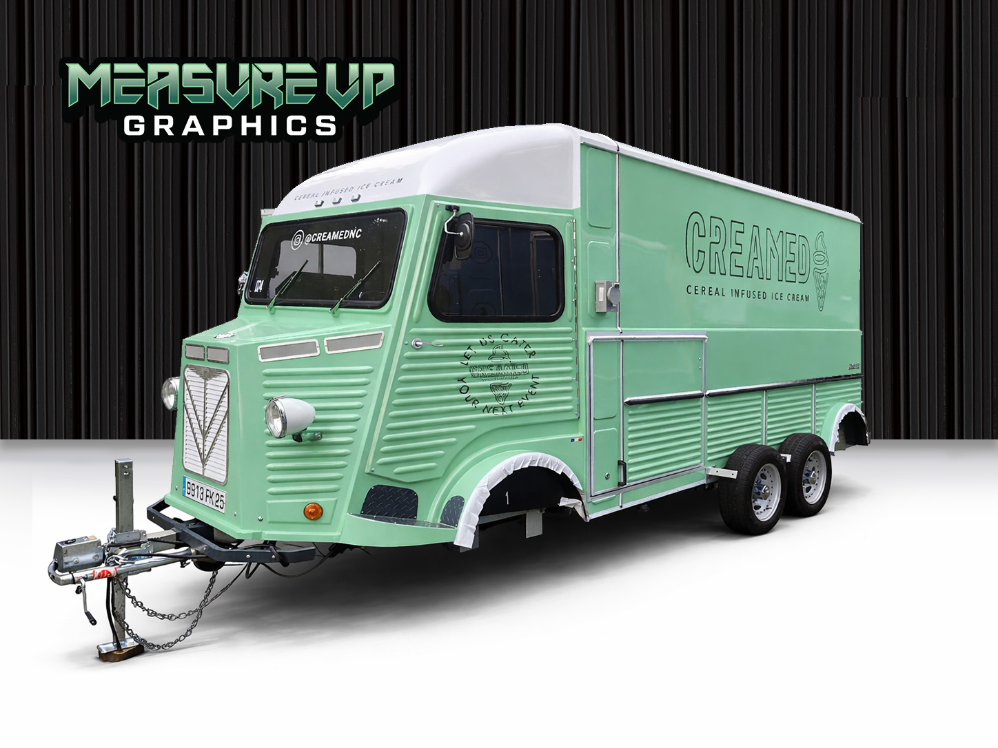 Creamed NC green food truck wrap by Measure Up Graphics
