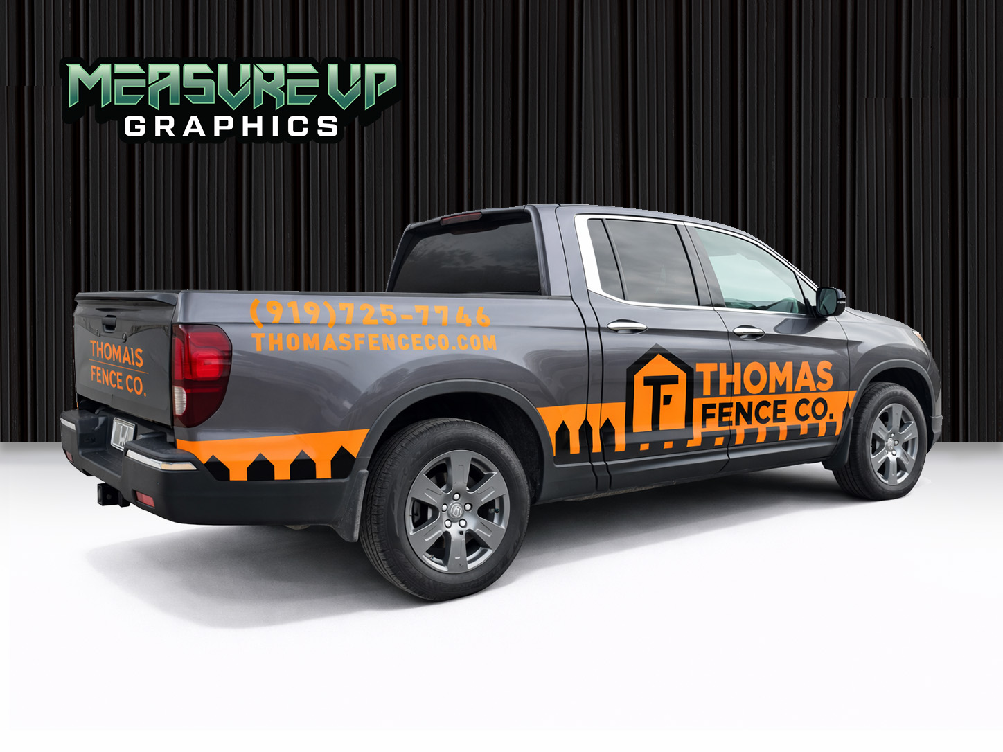 Thomas Fence Co truck wrap by Measure Up Graphics